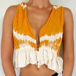 NWT Zara orange tie dye linen crop top size small